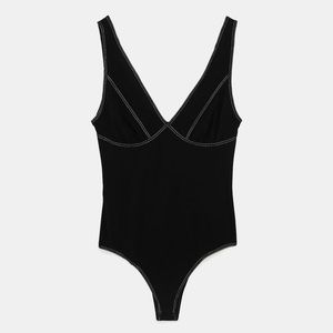 Zara contrasting stitching bodysuit